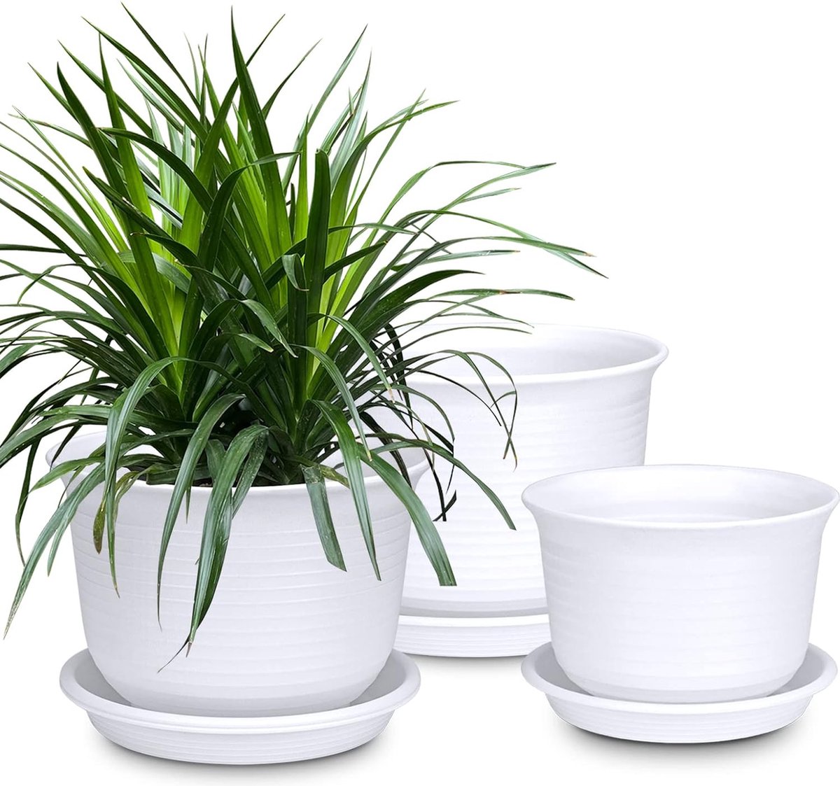 BELLE VOUS (Lot de 10 Pot Plante Intérieur en Plastique Noir - Pot de Fleur  avec Soucoupe