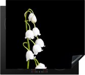 KitchenYeah® Inductie beschermer 59x52 cm - Lelietjes van dalen - Bloemen - Zwart - Flora - Kookplaataccessoires - Afdekplaat voor kookplaat - Inductiebeschermer - Inductiemat - Inductieplaat mat
