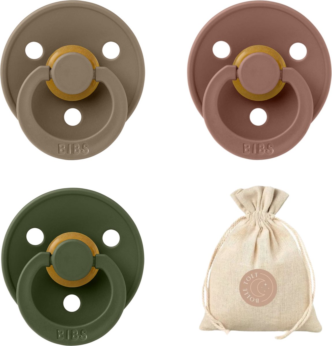 Goedkoopste BIBS fopspenen T2 speenzakje BolleToet - Huntergreen, Woodchuck, Dark Oak - 6-18 maanden