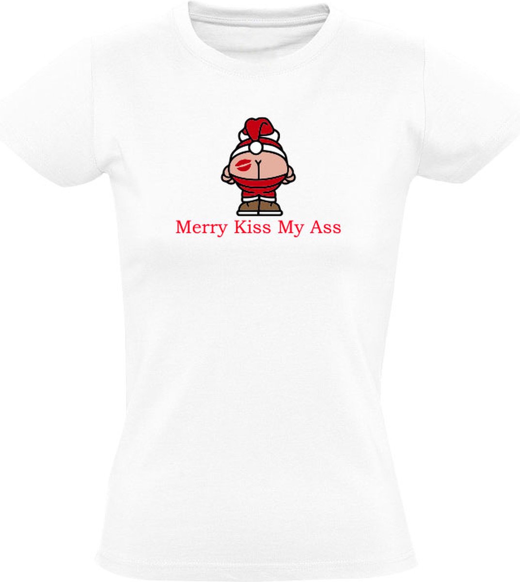 Merry kiss my ass Dames T-shirt kerst feest kerstmis