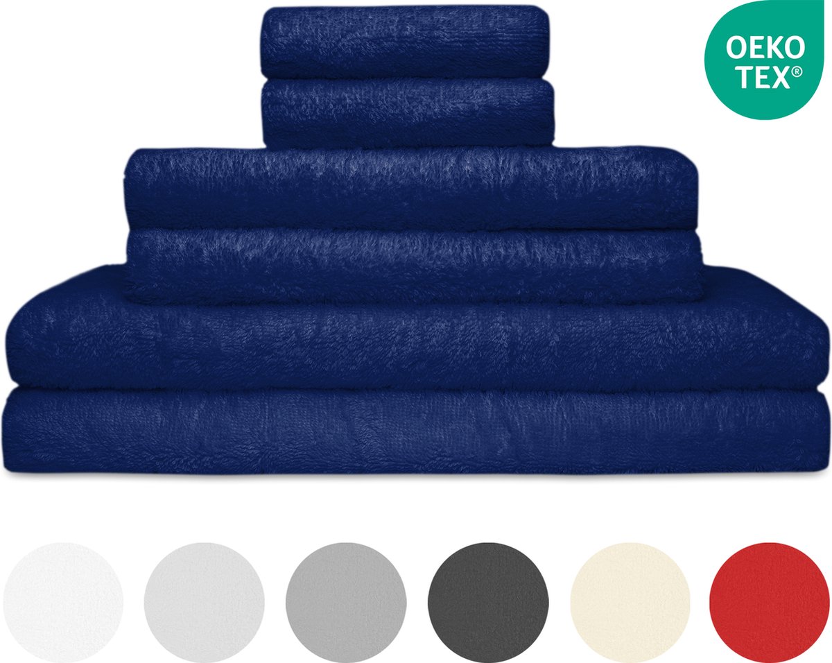 Jacobson Handdoeken 70 x 140 - set van 6 - Hotelkwaliteit - Donkerblauw