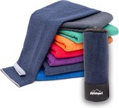 Microvezel handdoek, voor sauna, fitness en sport - strandhanddoek, sporthanddoek - 50x30cm - Navy Gepatroneerd