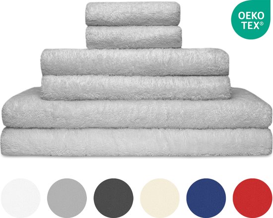 Jacobson Handdoeken 70 x 140 - set van 6 - Hotelkwaliteit - Licht grijs