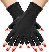 1 Paar UV Handschoenen Voor Nagels Art Licht Bescherming Gel Polish Manicure Care Vingerloze Hydraterende Hand Protector Gereedschap Anti-Zon Vrouwen (Zwart)