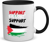 Akyol - support palestina koffiemok - theemok - zwart - Palestina - mensen die liefde willen geven aan palestina - degene die van palestina houden - supporten - oorlog - verjaardagscadeautje - gift - geschenk - kado - 350 ML inhoud