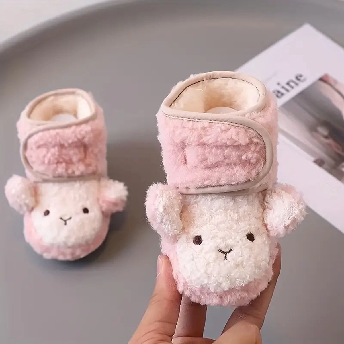 Goedkoopste Leuke Cartoon Baby Schattige Schapen Slofjes Comfortable Baby Meisjes Maat 20.5/21 - Zachte Warme Plus Fleece Voor Indoor - Herfst En Winter - Verjaardag - Baby Kraam Cadeau - Lief schaapje - Klittenband