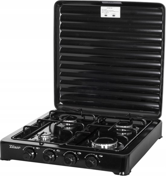 Zilan - Gas kooktoestel 4 pits - Campingkooktoestel - Gaskookplaat - Zwart