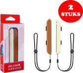 2 Stuks - Polsband geschikt voor de Nintendo Switch Joy-Con - Wrist strap bruin, beige - Joy Con grip