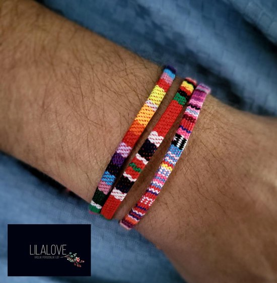 Heren Armbandenset- Touw- Ibiza 3 stuks- Multicolor- Man- Gevlochten- LiLaLove