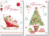 MGPcards - 2 doosjes à 10 Luxe dubbele wenskaarten - Kerst/Feestdagen - Foliebewerking - Witte envelop - 10.5 x 16 cm - 2 Motieven per doosje