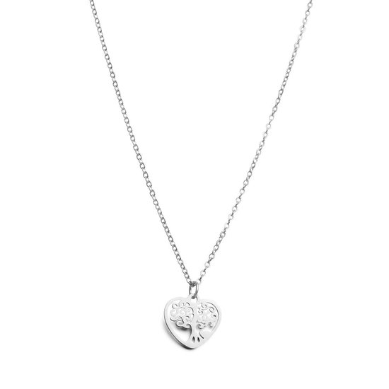 Collier Arbre de Life Zentana - Coeur Arbre de Vie - Acier Inoxydable - Argent