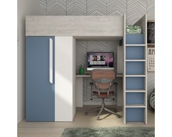 Vente-unique Hoogslaper hout blauw 90 x 200 cm NICOLAS