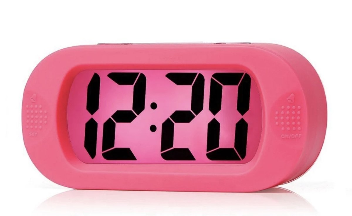 Digitale Wekker Klok - 12 uurs - Makkelijk Instelbaar Alarm met Snooze en licht Functie - AM/PM - Kinderwekker Reiswekker - Digitale LED Klok/Wekker - Trendy Wekker Met Snooze functie - Stevige Alarmklok - Roze — cadeau in Elektronica - foto 7