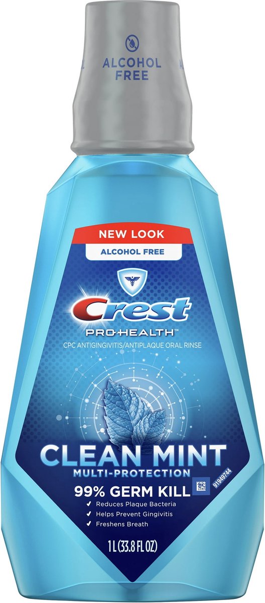 Crest - Pro Health Mouthwash - Alcohol Vrij - Mondwater - Clean Mint - 1L