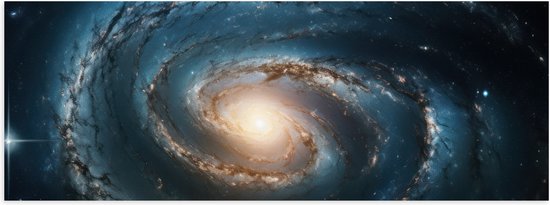 Poster Glanzend – Galaxy - Sterren - Kleuren - 120x40 cm Foto op Posterpapier met Glanzende Afwerking