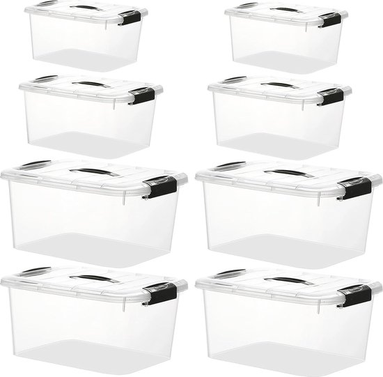 4 x Really Useful 4 liter opbergdozen doorzichtig plastic met deksel Heavy Duty, ideaal voor het opbergen van briefpapier, sieraden, gereedschap en kunstbenodigdheden, 39,5 x 25,5 x 8,8 cm