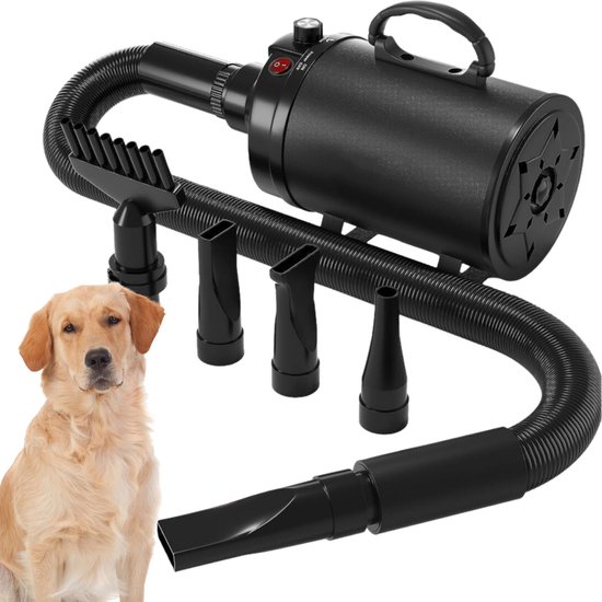 FAVR Pets Hondenfohn – Waterblazer – Complete set met 4 opzetstukken – Stil ontwerp – Diervriendelijk - 110-240V - 2800W – Professioneel model