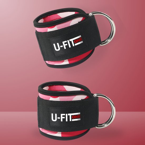 U Fit One 2 Stuks Ankle Strap Fitness met Draagtas - Roze Enkelband