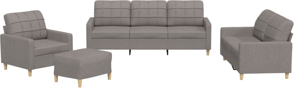vidaXL - 4-delige - Loungeset - met - kussens - stof - taupe
