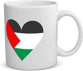 Akyol - palestina vlag hart vorm koffiemok - theemok - Palestina - mensen die liefde willen geven aan palestina - degene die van palestina houden - supporten - oorlog - verjaardagscadeautje - gift - geschenk - kado - 350 ML inhoud