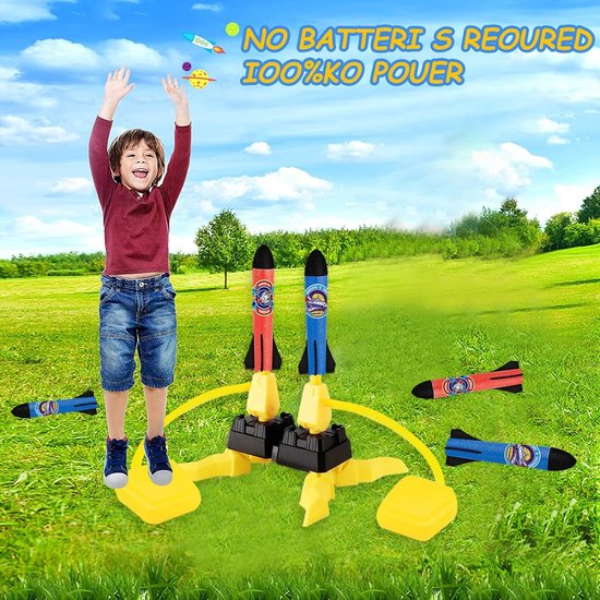 Lanceur De Fusée En Mousse MAISITOO – 6 Roquettes, Jusqu'à 30 M – Jeu Extérieur 3-12 Ans