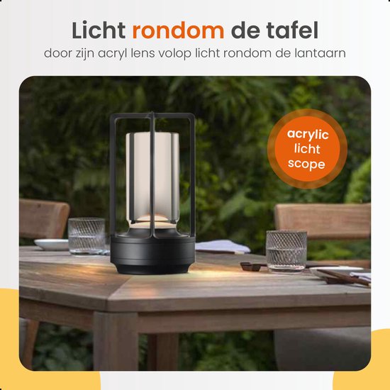 Lampe de table Goliving sur piles - Rechargeable et dimmable - Lampe tactile  moderne