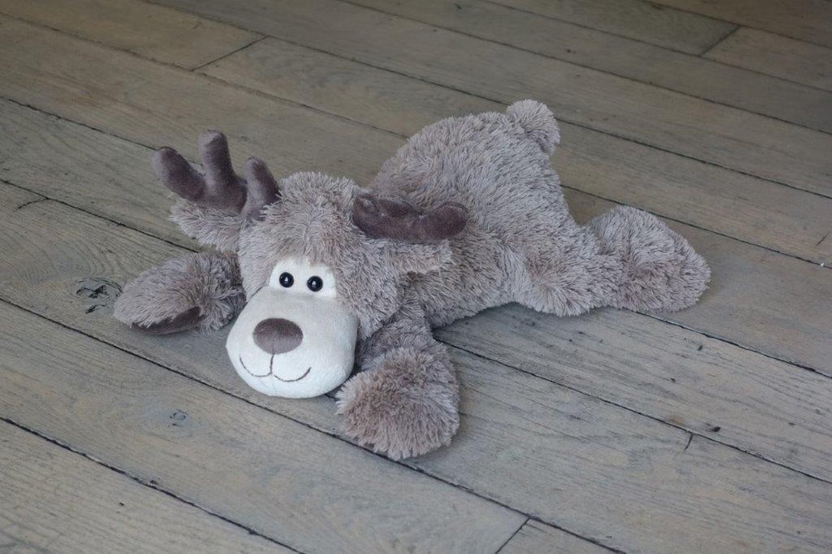 Pluche rendier liggend donker bruin 30 cm | WAC-33512 | La Galleria
