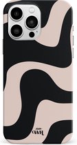 xoxo Wildhearts telefoonhoesje geschikt voor iPhone 13 Pro Max - Ride With Me - Double Layer - Beschermhoes met golvend patroon - Luxe hard case - zwart en beige