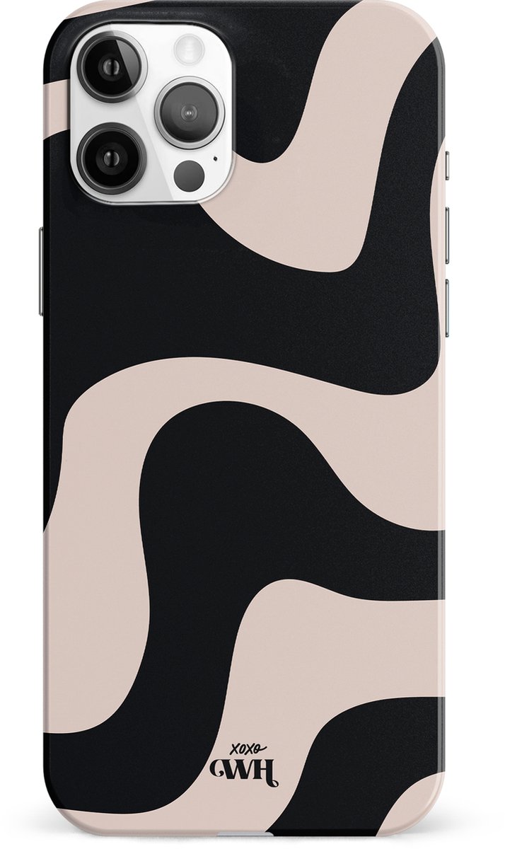 xoxo Wildhearts telefoonhoesje geschikt voor iPhone 11 Pro Max - Ride With Me - Single Layer - Beschermhoes met golvend patroon - Luxe hard case - zwart en beige