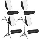 tectake - 4 x studiolamp - Set van 4 studiolampen set met softbox - 403355