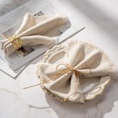 Set van 4 stoffen servetten servetten linnen servetten voor Kerstmis, oudejaarsavond, communie, Pasen, verjaardag, bruiloft, 45 x 45 cm, beige