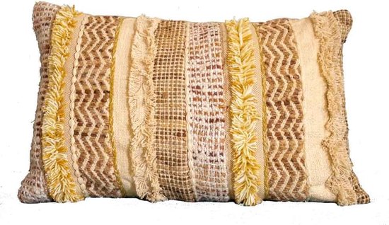 Boheemse kussensloop - mix van pure wol en katoen - inclusief vulstof klinknagel - 60x40cm - poef poef craft patchwork met handgemaakte poef poef poef