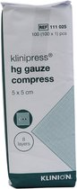 Klinion hg gaaskompres, 5 x 5cm, 100 stuks