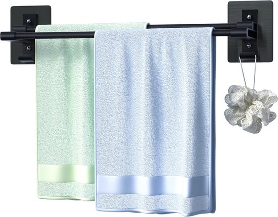 Handdoekhouder, deur, handdoekhouder zonder boren, handdoekstang voor badkamer en keuken, deur, handdoekenrek om op te hangen, kastlade, handdoekenrek, handdoekenrek, hangend rek (23 cm