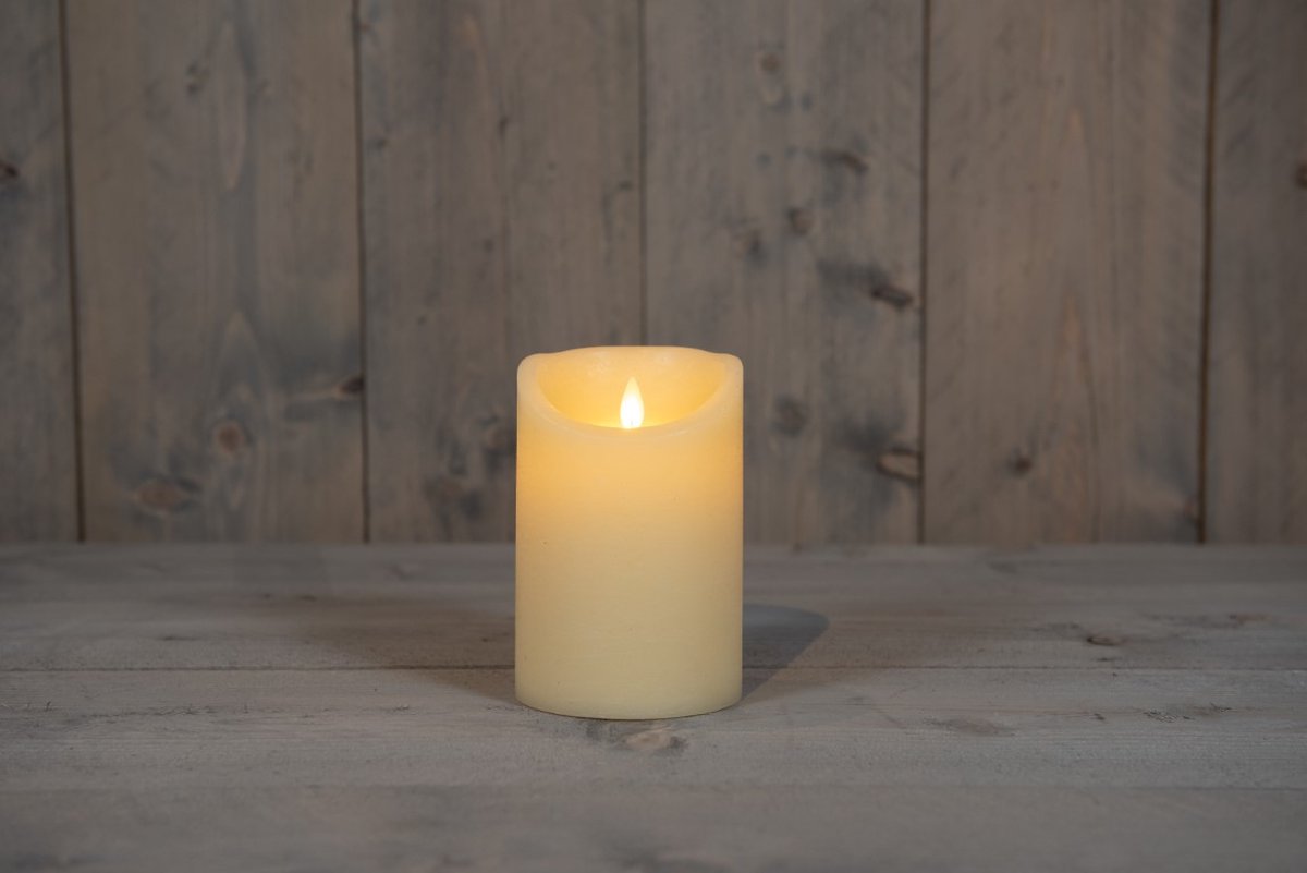 Ivoor Kaars Wax Rustiek Bewegende Vlam 10X15Cm 2Xc /Timer Anna's Co...