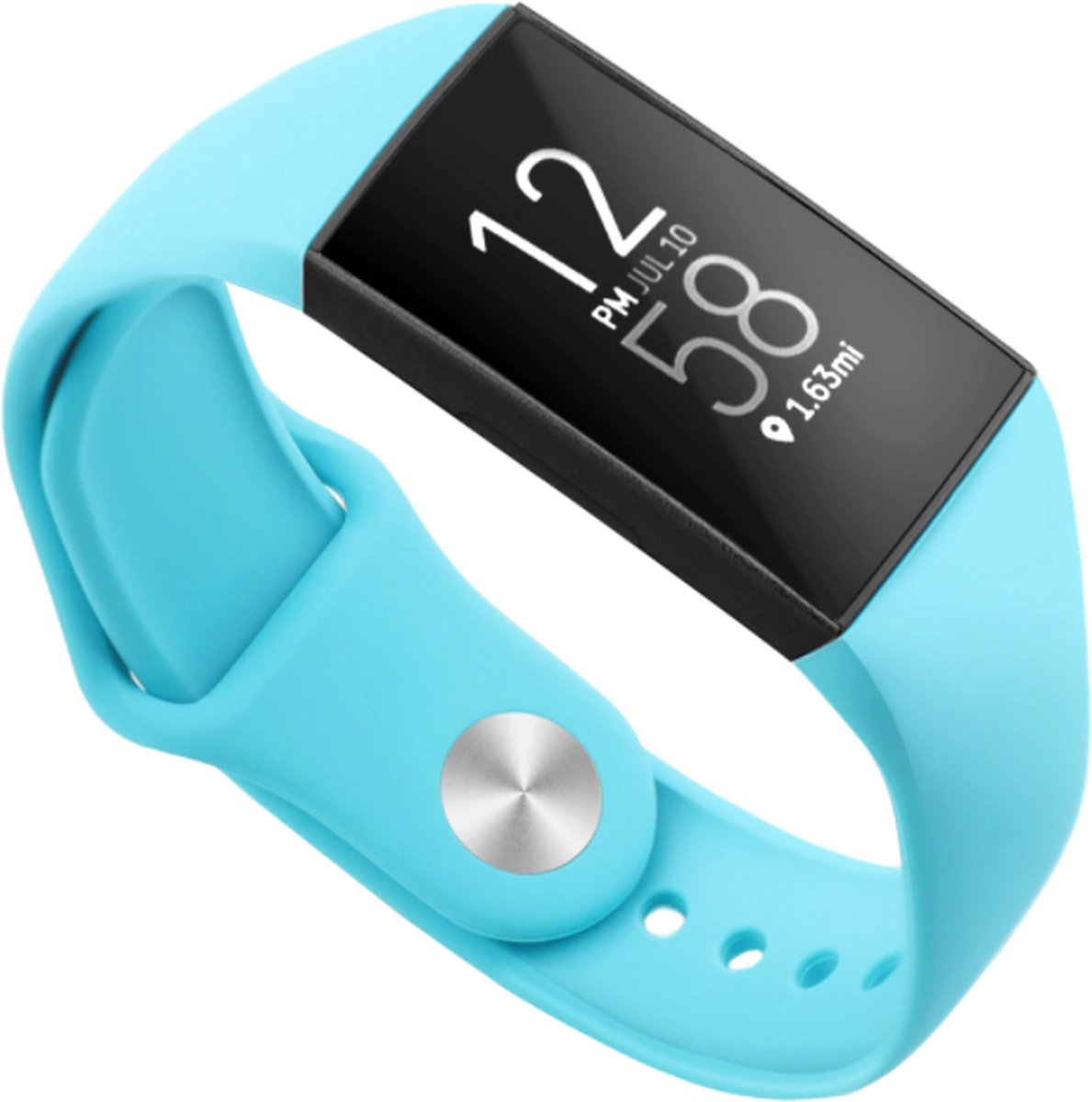 geschikt voor Fitbit geschikt voor Fitbit Charge 3 sport band - blue sea - Maat S
