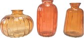 Cactula set van 3 glazen flesjes / vaasjes 7 x 11 cm Orange