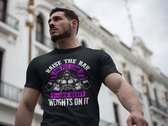 Rick & Rich Workout tshirt - T-shirt L - Gym tshirt - heren t shirts met ronde hals - Sport tshirt - heren shirt korte mouw - Fitness shirt - Gym Motivation tshirt - shirt met opdruk - Raise the bar and put some F***ing heavy weights on it shirt