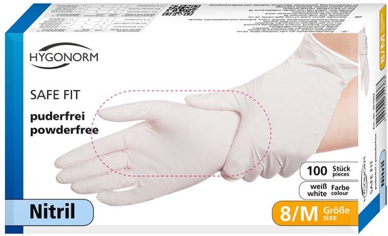Hygonorm wegwerp handschoenen nitril - wit - maat S - 100 stuks - poedervrij - latex vrij!