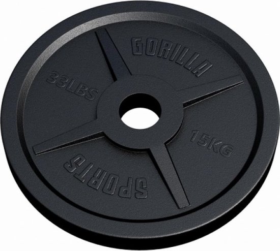 Gorilla Sports Halterschijven Set - Bundel - 30 kg (2 x 15 kg) - Gietijzer - Zwart - 50 mm