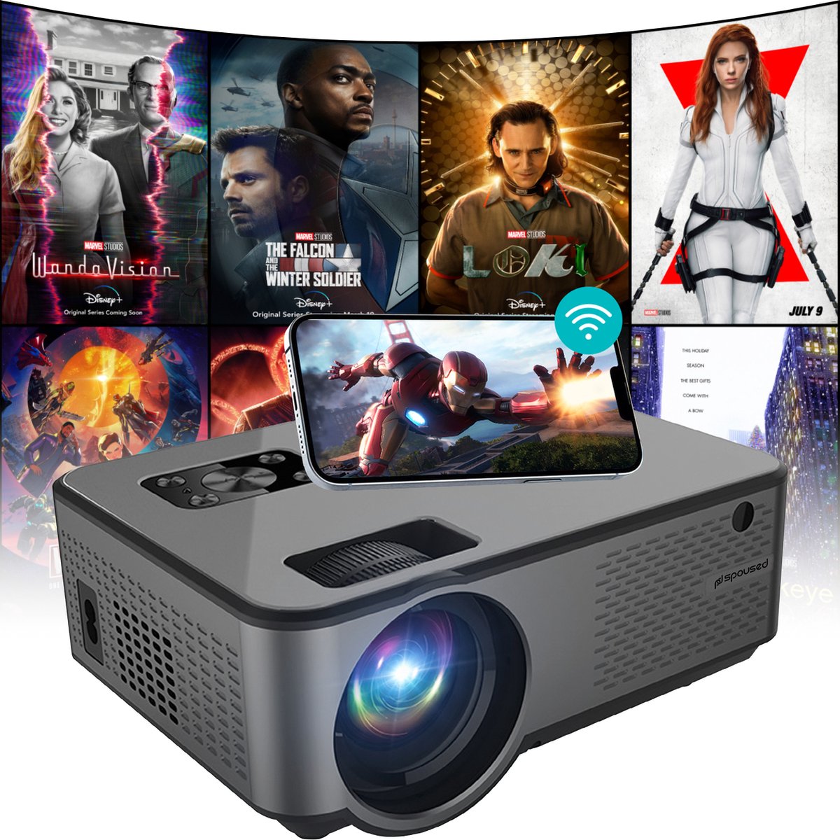 Spoused Beamer - Full-HD - 12.000 Lumen - Streamen Vanaf Je Telefoon Met  WiFi - Mini... | bol