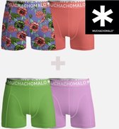 Muchachomalo Jongens Boxershorts 4-Pack (2x2) Maat 158/164 - Flowerprint/Groen/Paars/Roze - Ondergoed