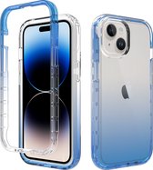 Hoesje geschikt voor iPhone 15 Plus - Full body - 2 delig - Shockproof - Siliconen - TPU - Blauw