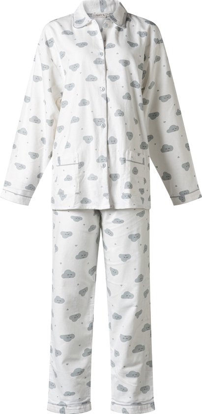 Lunatex dames pyjama flanel | MAAT XXL | Happy cloud | ivoor