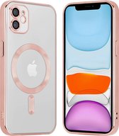 Coverzs telefoonhoesje geschikt voor Apple iPhone 11 Magneet hoesje met camera cover - magnetisch hoesje - roze