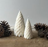 MinaCasa - Luxe kerstboom kaarsen set - wit - 2 delig - Christmas tree - Winter - Kerstpakket - Cadeau - Decoratie