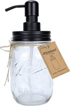 16oz Mason Jar Zeepdispenser Helder glas Glazen zeepdispenser met roestvrijstalen pomp Vloeibare zeepdispenser voor badkamer, keukendecor Ideaal voor lotions, vloeibare zeep Zwart