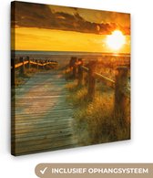 Canvas - Schilderijen woonkamer - Zon - Strand - Duin - Horizon - Canvas doek - 90x90 cm - Muurdecoratie - Foto op canvas