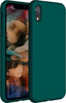Coverzs Luxe Liquid Silicone case geschikt voor Apple iPhone Xr hoesje - Groen - Geschikt voor iPhone Xr case - Donker groene case - Beschermhoesje - Backcover hoesje - Donkergroen