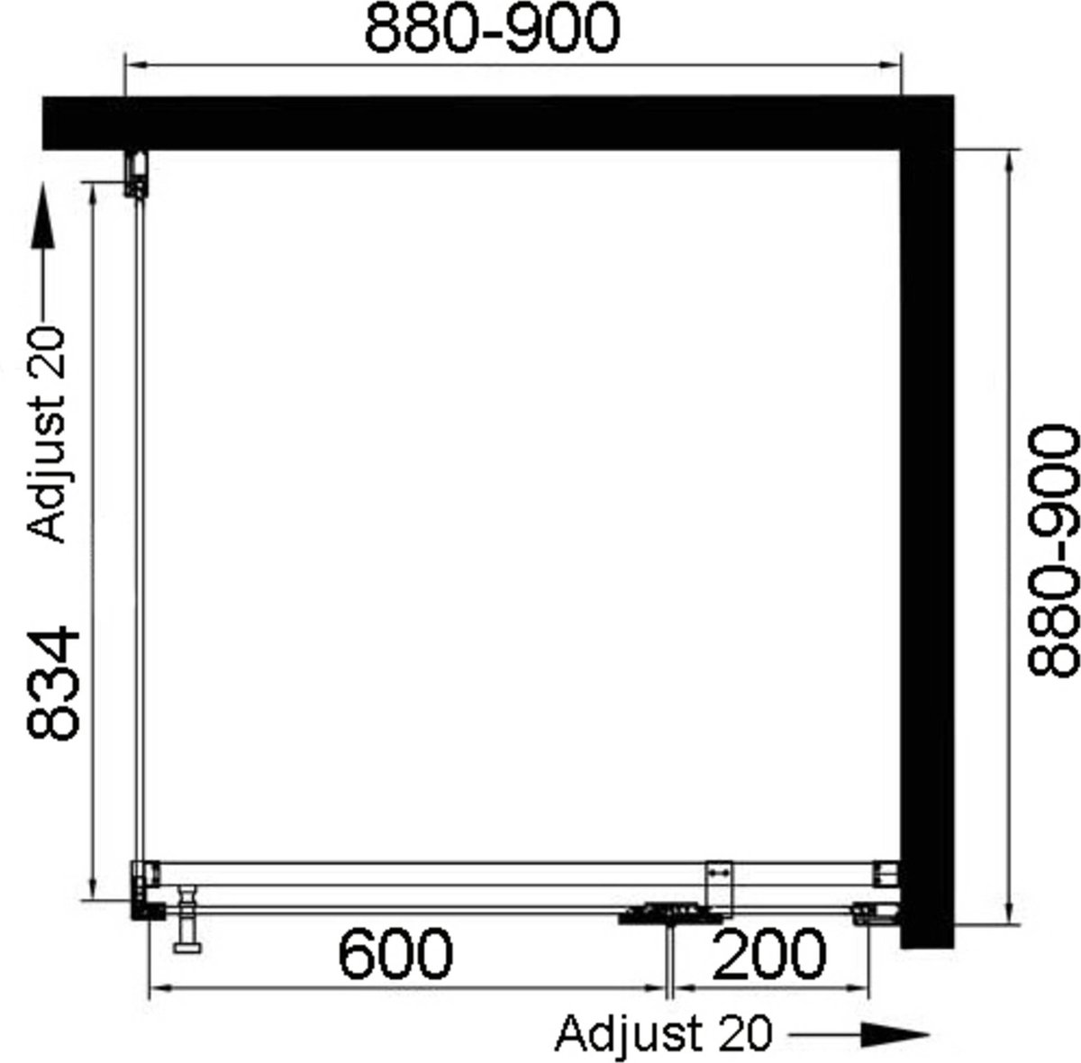 Saqu Galika douchecabine met rechts draaiende deur 90x90cm helder glas